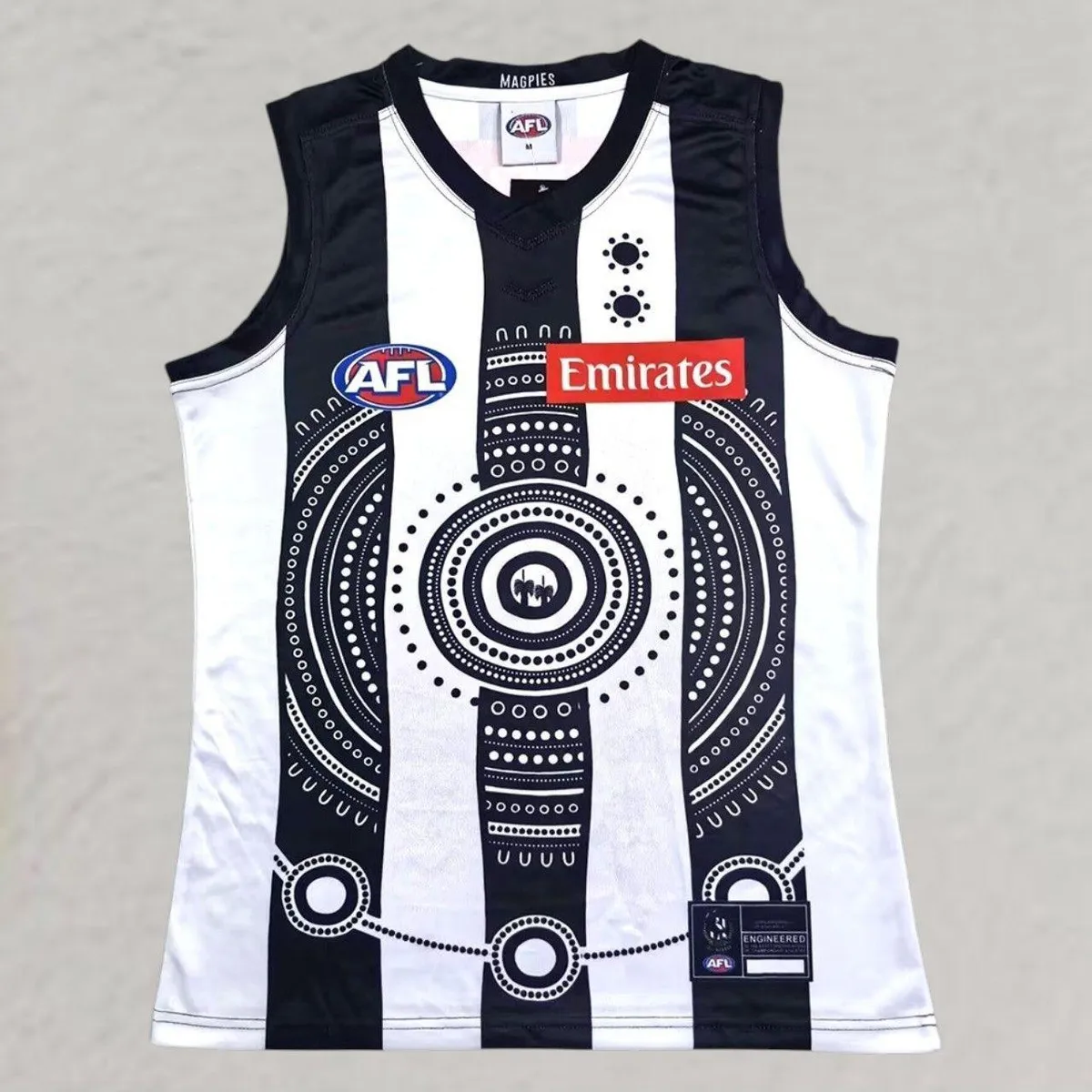 Collingwood Magpies Indigenous AFL Jersey in black, white