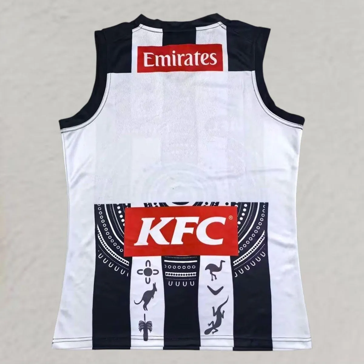 Collingwood Magpies Indigenous AFL Jersey in black, white view 2