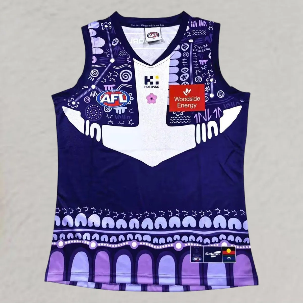 Fremantle Dockers Indigenous AFL Jersey in purple, white
