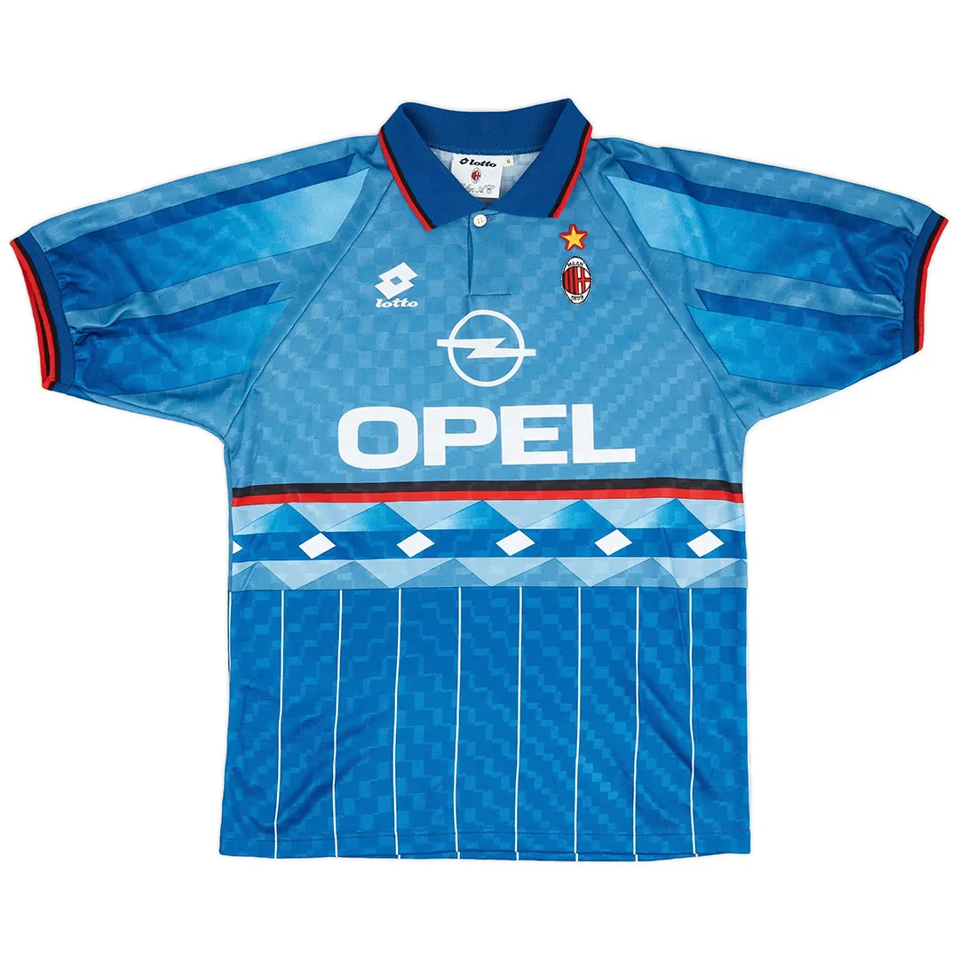 AC Milan 1995-96 Fourth Shirt in blue, light blue