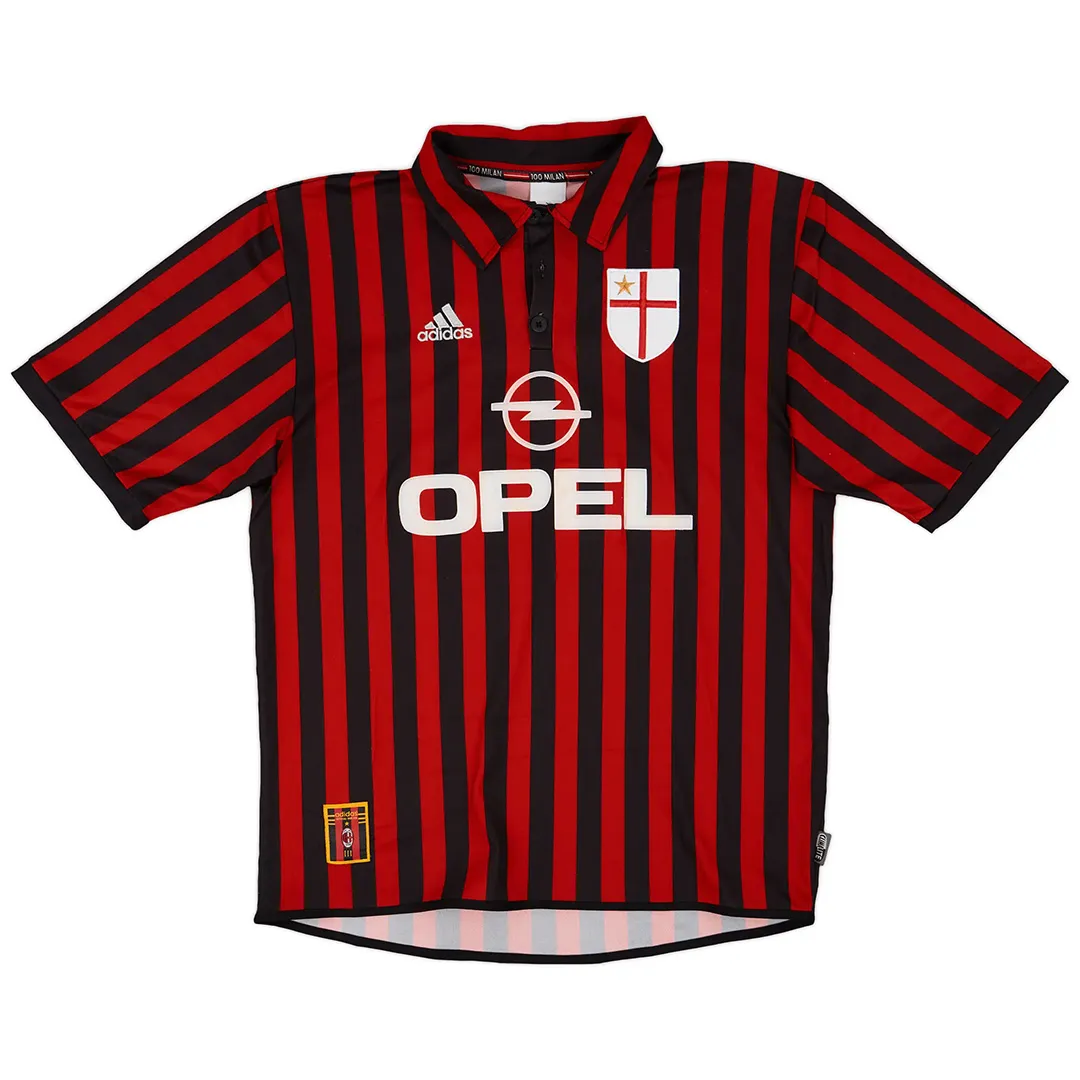 AC Milan 1999-2000 Centenary Home Shirt in red, black