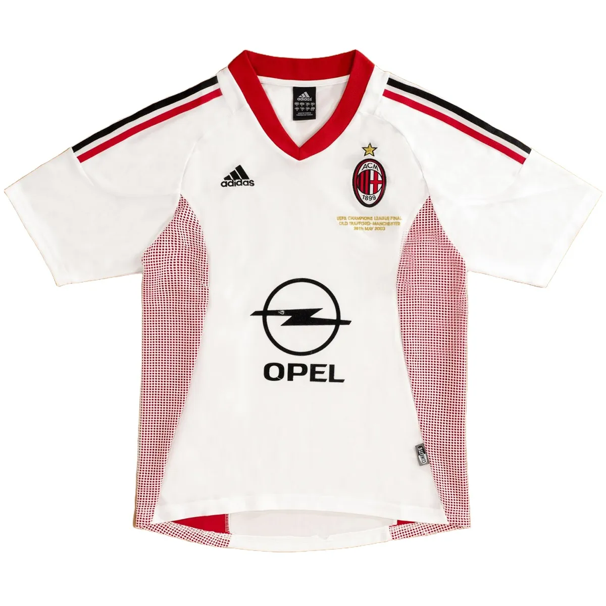 AC Milan 2003 Champions League Final Away Shirt in white, red