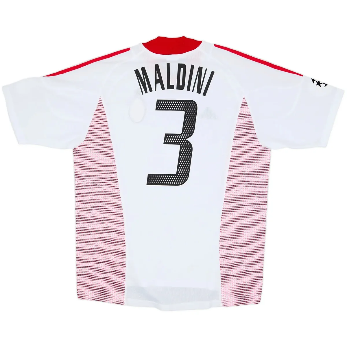 AC Milan 2003 Champions League Final Away Shirt – Maldini 3 in white, red