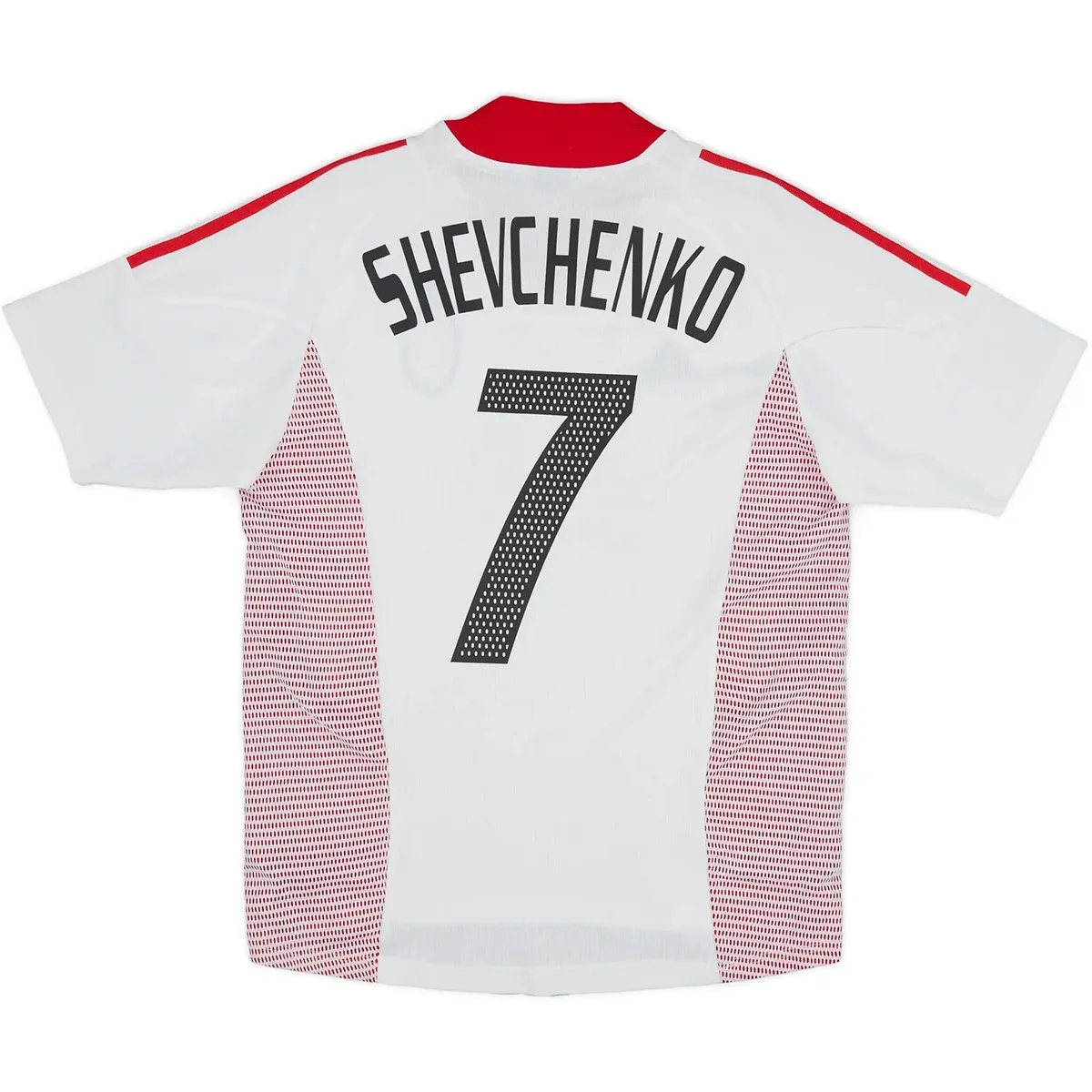 AC Milan 2003 Champions League Final Away Shirt – Shevchenko 7 in white, red