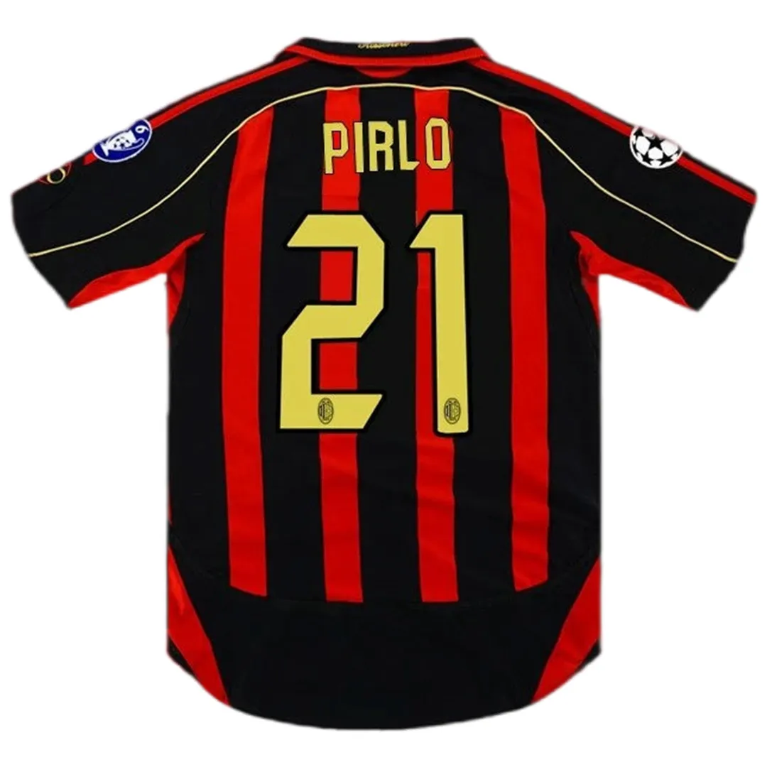 AC Milan 2006-07 Champions League Home Shirt – Pirlo 21 in red, black