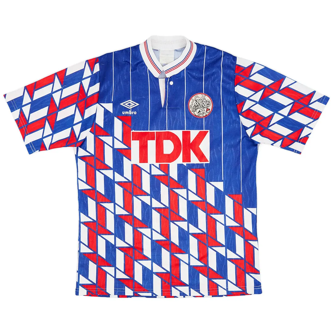 Ajax 1989-90 Away Shirt in blue, red, white