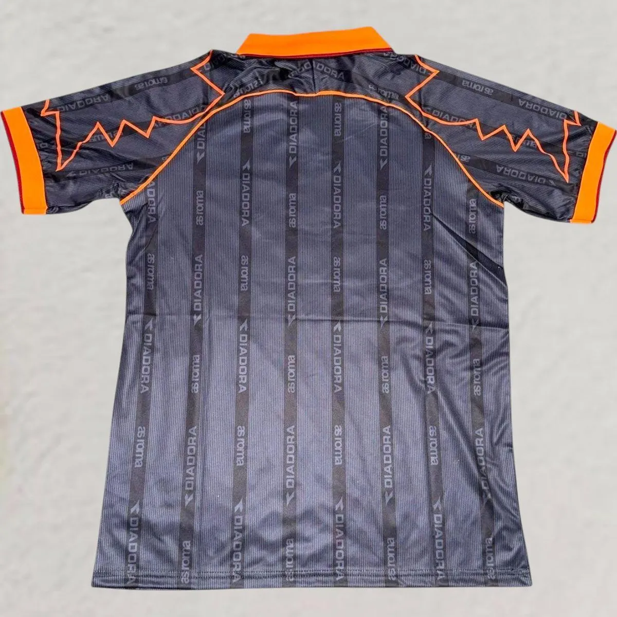 AS Roma 1999-00 Away Shirt in grey, black, orange view 2