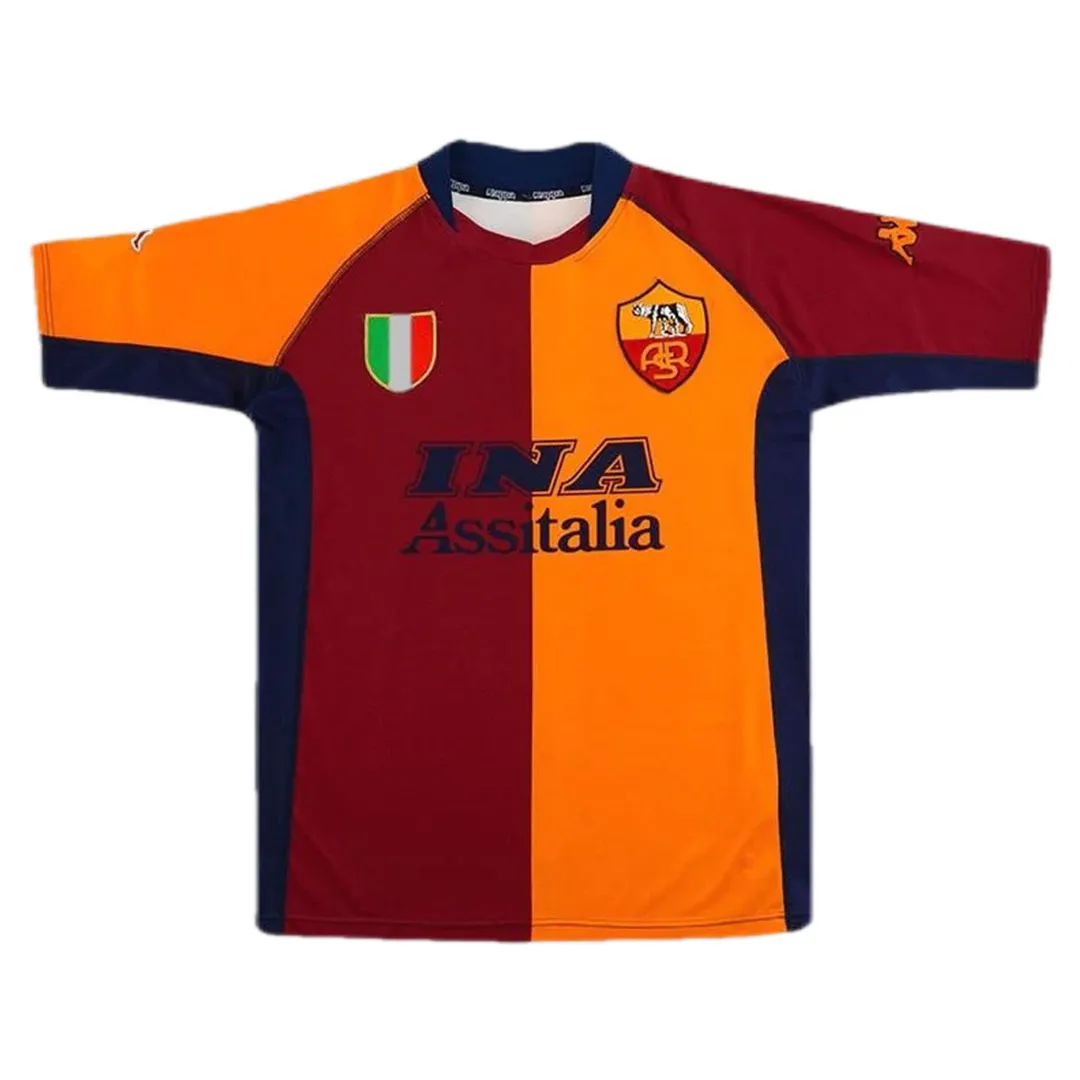 AS Roma 2001-02 Champions League Home Shirt in red, orange