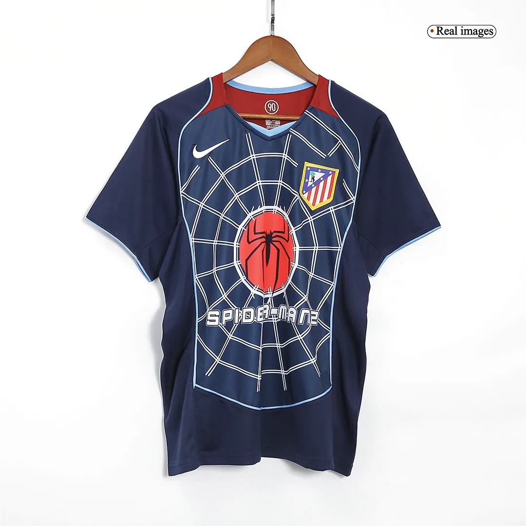 Atlético Madrid 2004-05 Spider-Man Away Shirt in navy, red, light blue view 3