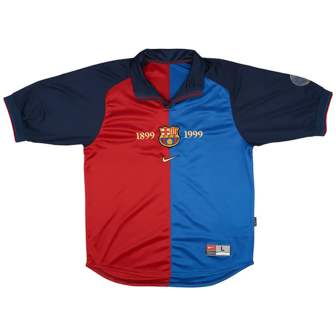 Barcelona 1999-00 Centenary Home Shirt in blue, red, navy
