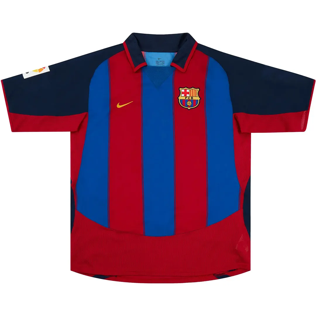 Barcelona 2003-04 Home Shirt – Ronaldinho 10 in red, blue, navy view 2