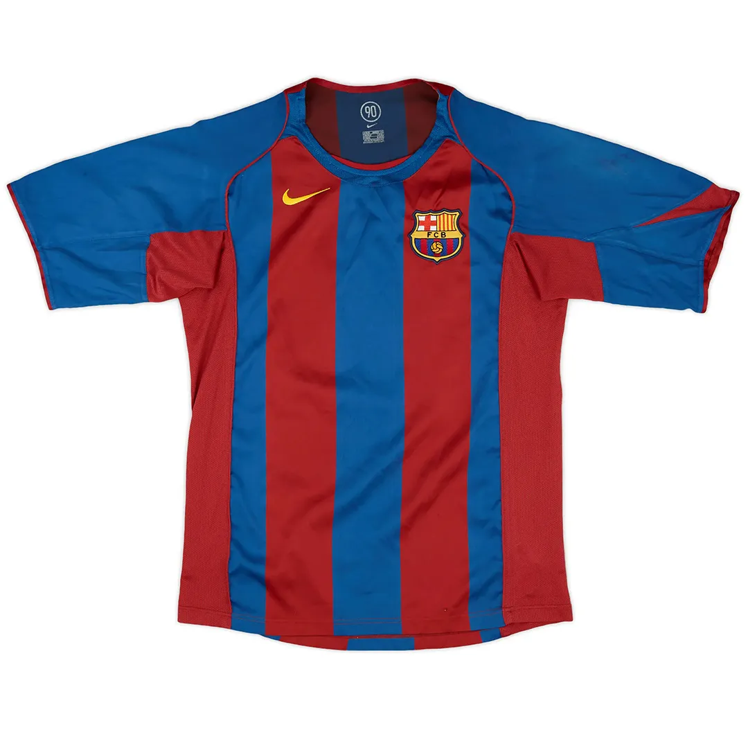 Barcelona 2004-05 Home Shirt – Ronaldinho 10 in blue, red view 2