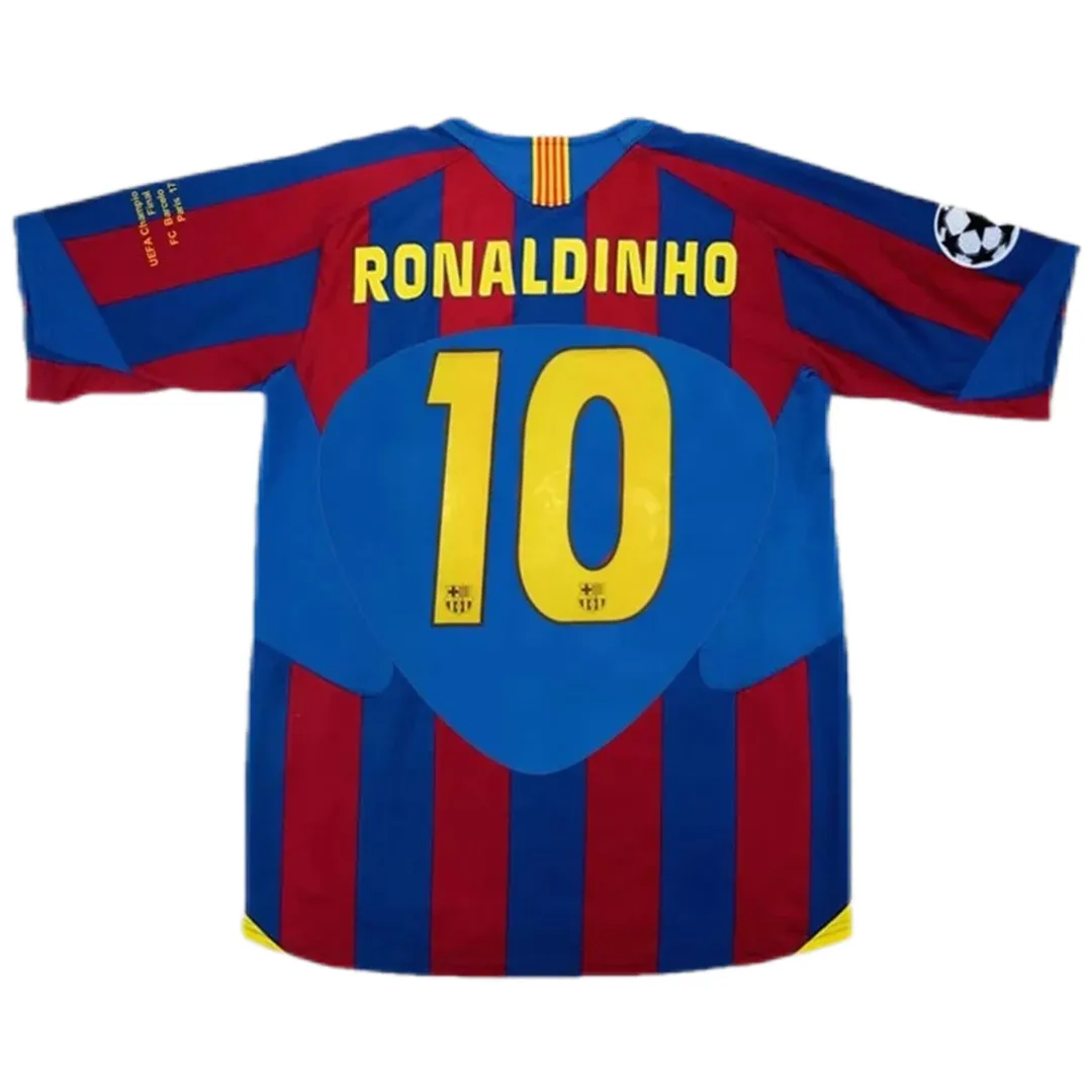 Barcelona 2006 Champions League Final Shirt – Ronaldinho 10 in blue, red