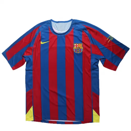Barcelona 2006 Champions League Final Shirt – Ronaldinho 10 in blue, red view 2