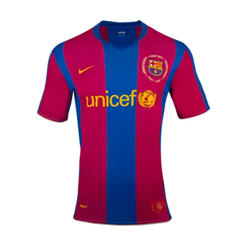 Barcelona 2007-08 Camp Nou 50th Anniversary Home Shirt – Ronaldinho 10 in blue, red view 3