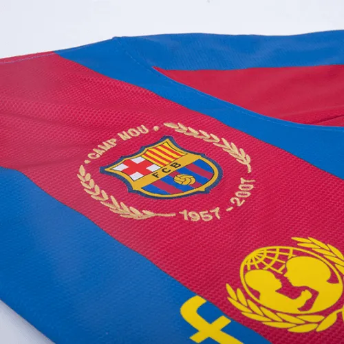 Barcelona 2007-08 Camp Nou 50th Anniversary Home Shirt – Ronaldinho 10 in blue, red view 4
