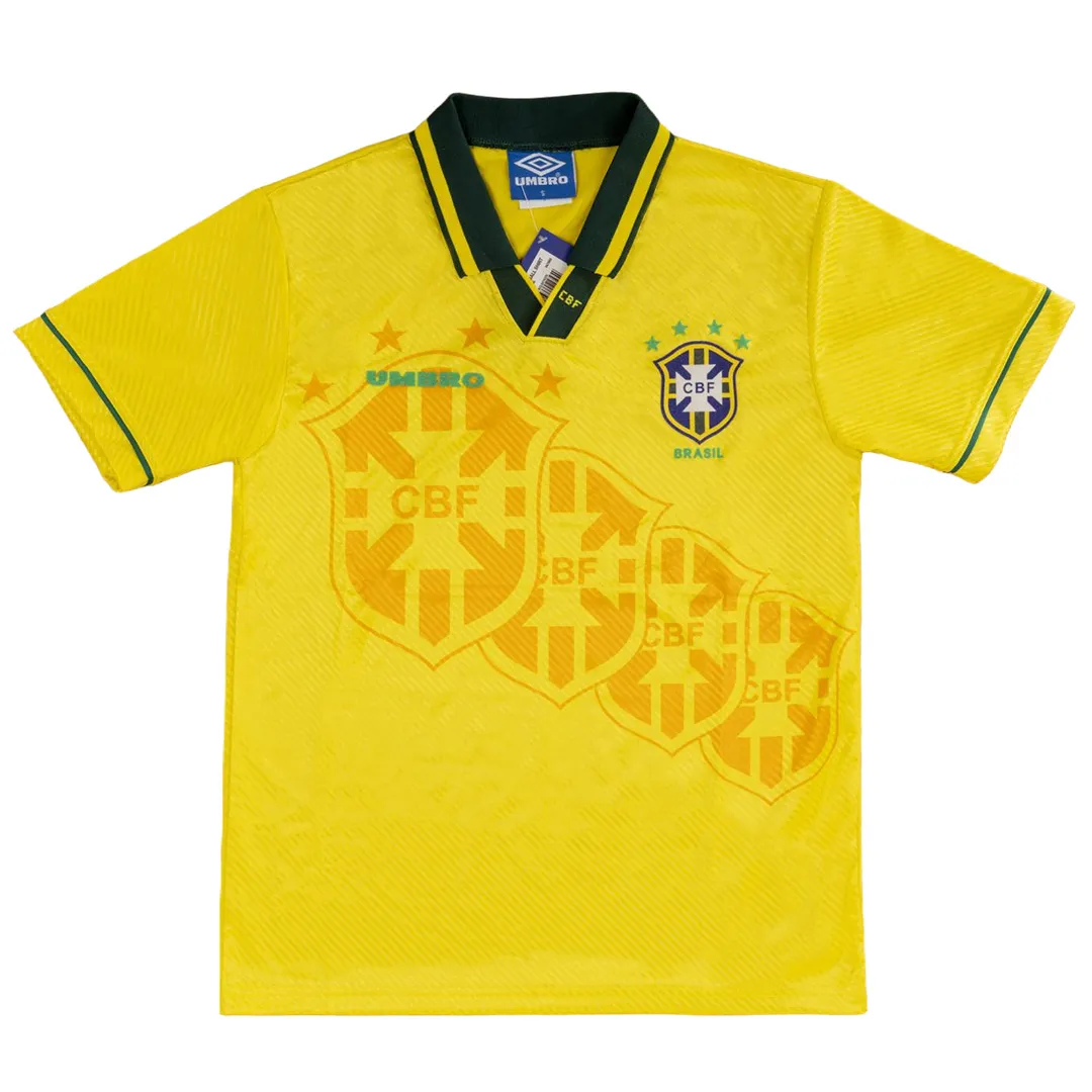 Brazil 1994 World Cup Home Shirt – Ronaldo 20 in yellow, green view 3