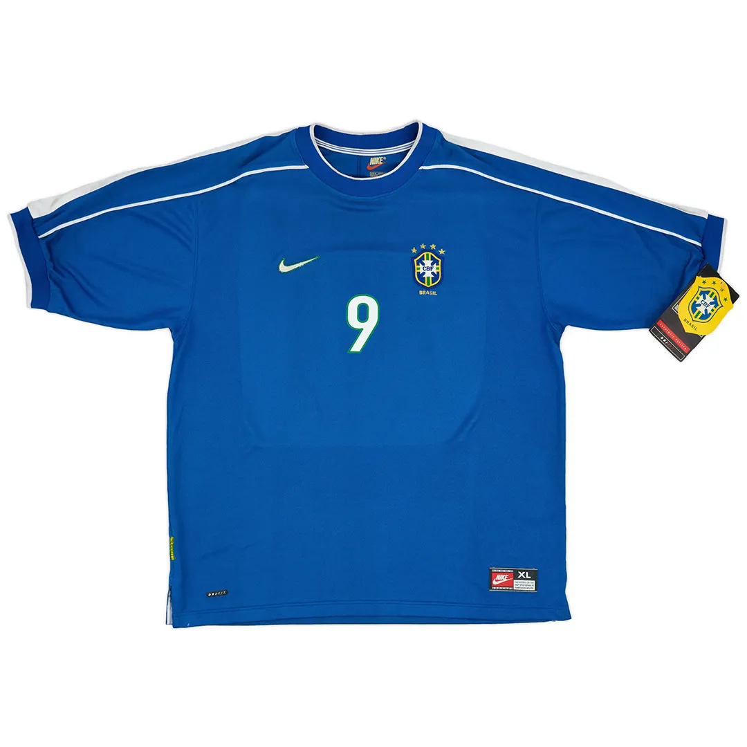 Brazil 1998 World Cup Away Shirt – Ronaldo 9 in blue, white view 2
