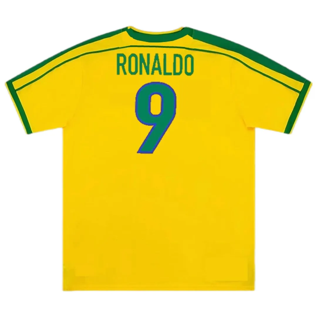 Brazil 1998 World Cup Home Shirt – Ronaldo 9 in yellow, green