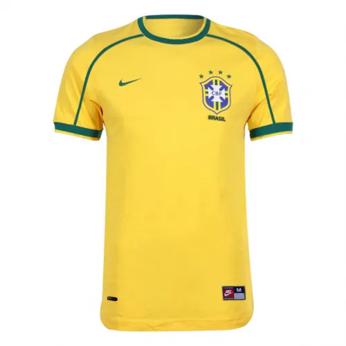 Brazil 1998 World Cup Home Shirt – Ronaldo 9 in yellow, green view 3