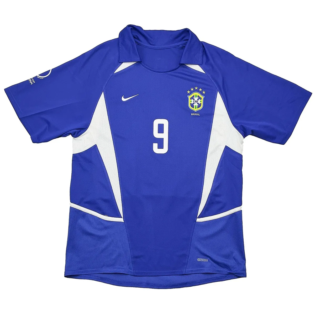 Brazil 2002 World Cup Away Shirt – Ronaldo 9 in blue, white view 2