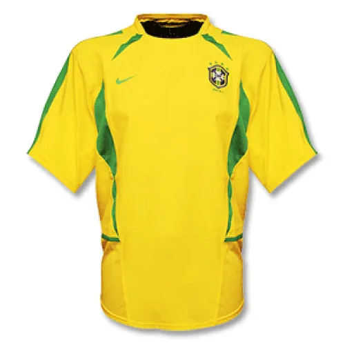 Brazil 2002 World Cup Home Shirt – Ronaldo 9 in yellow, green view 3