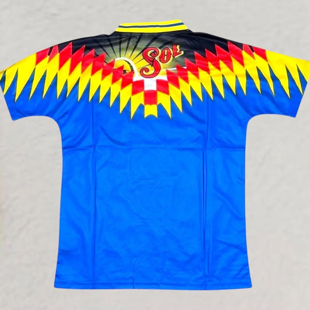 Club América 1994 Away Shirt in royal blue, yellow, red view 2