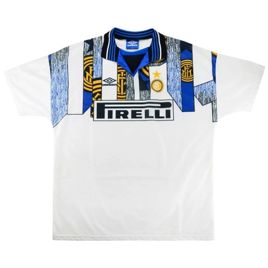 Inter Milan 1995-96 Away Shirt in white, blue, yellow view 3