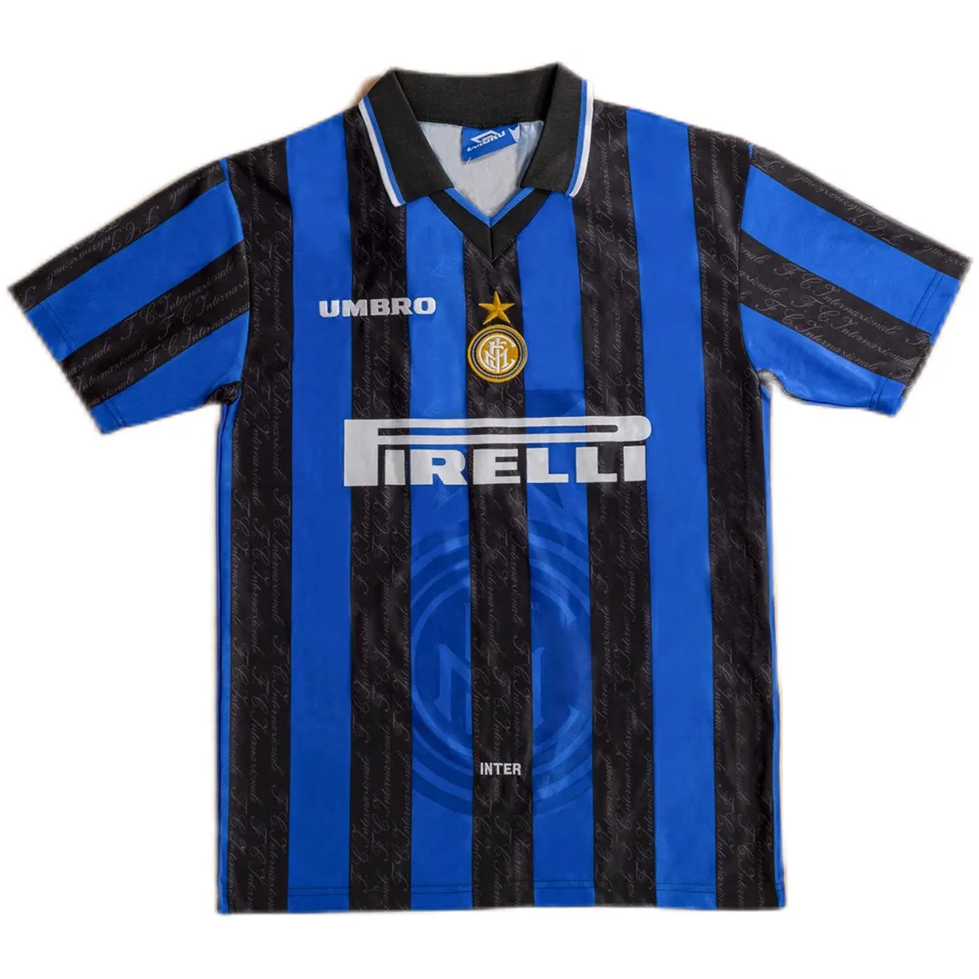Inter Milan 1997-98 Home Shirt in blue, black