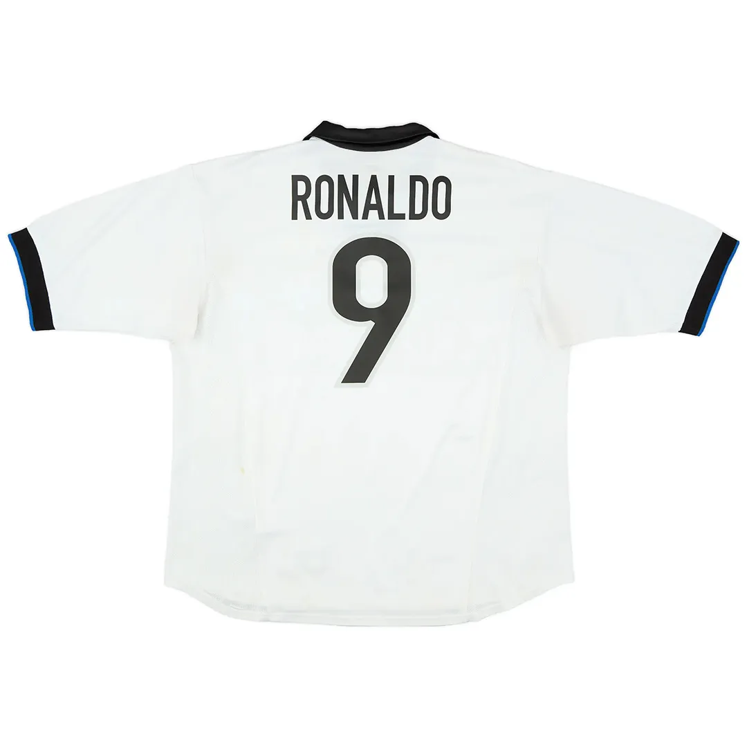 Inter Milan 1998-99 Away Shirt – Ronaldo 9 in white, black, blue