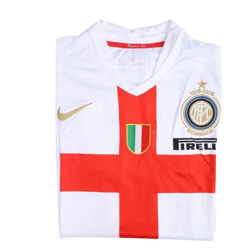 Inter Milan 2007-08 Centenary Away Shirt – Figo 7 in white, red view 4