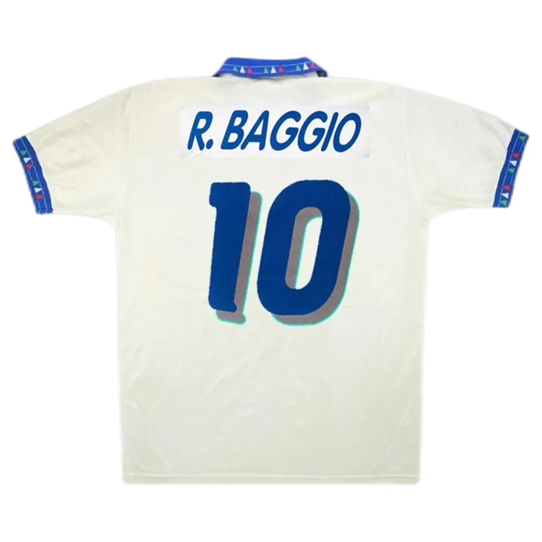 Italy 1994 World Cup Away Shirt – Baggio 10 in white, blue