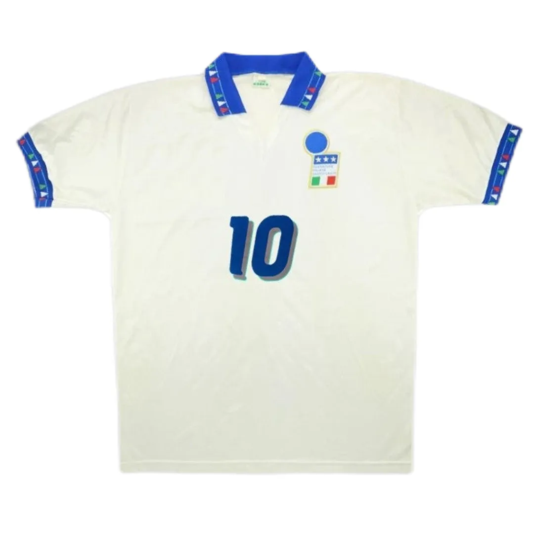 Italy 1994 World Cup Away Shirt – Baggio 10 in white, blue view 2