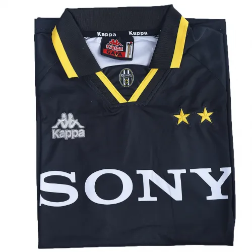 Juventus 1996-97 Away Shirt in navy, yellow view 3