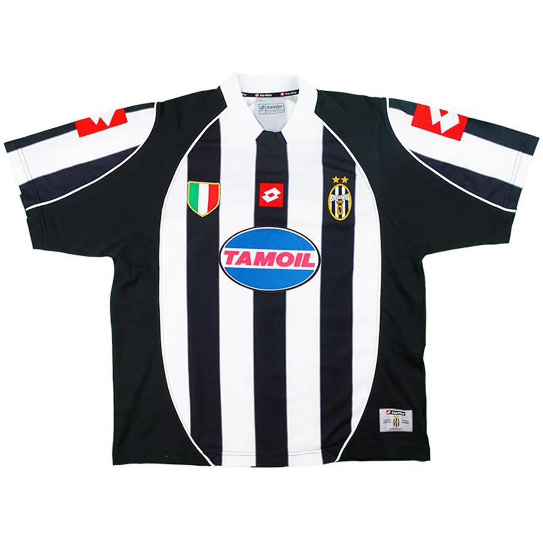 Juventus 2002-03 Champions League Home Shirt in black, white
