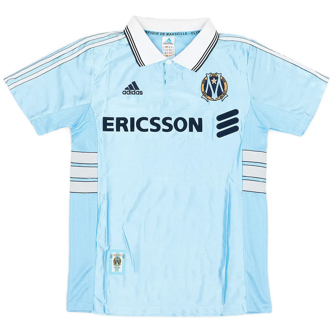 Marseille 1998-99 Away Shirt in sky blue, white