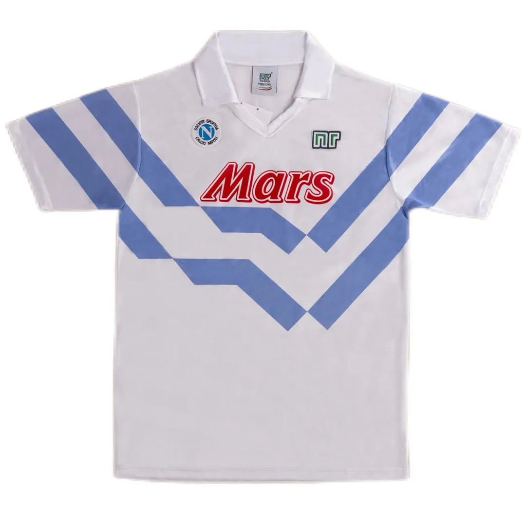Napoli 1988-89 Away Shirt in white, sky blue