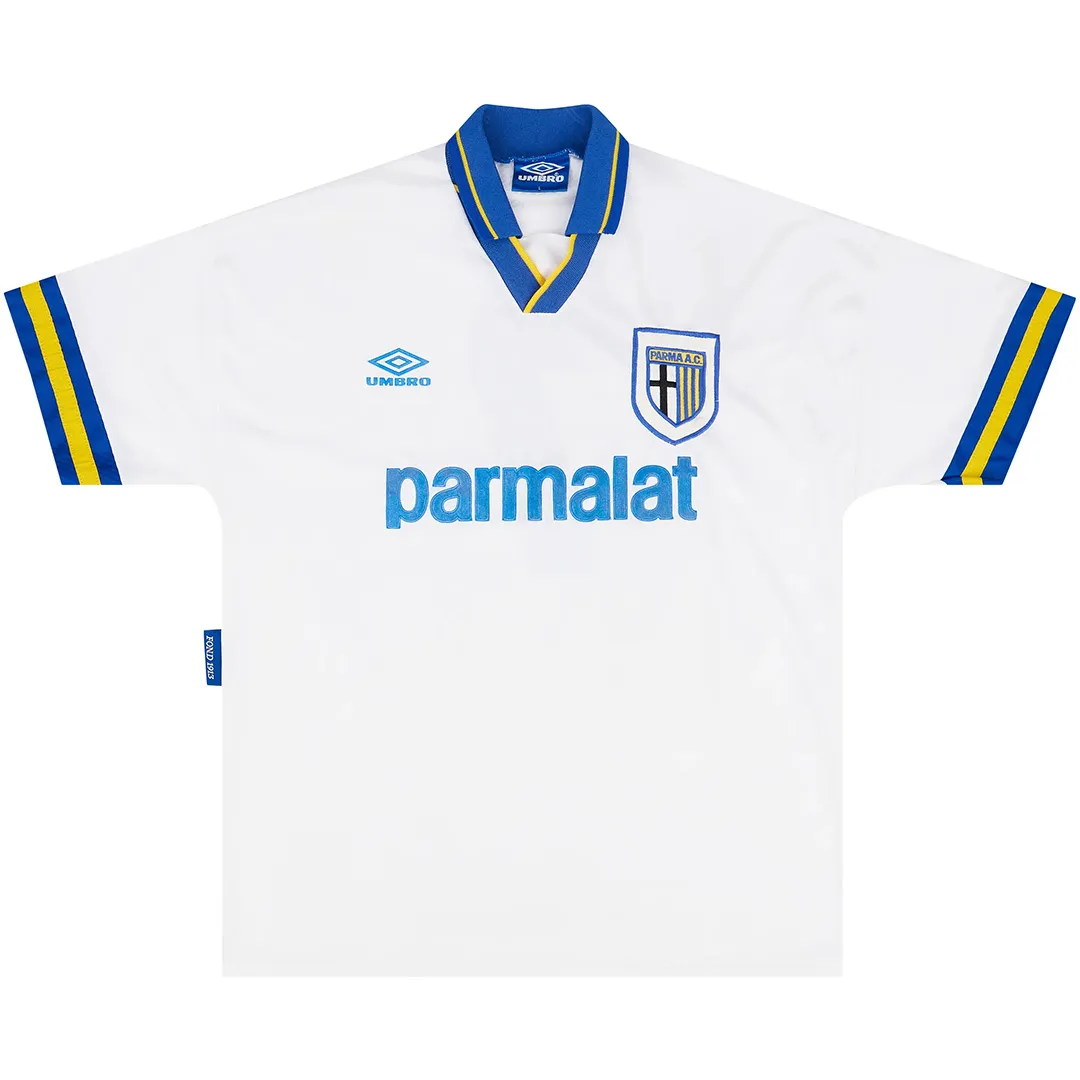 Parma 1993-95 Home Shirt in white, blue, yellow