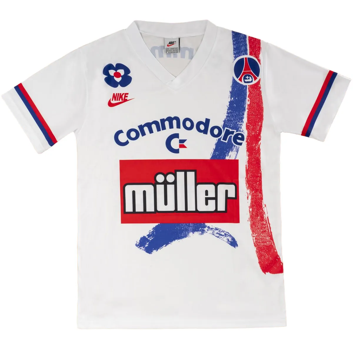 PSG 1991-92 Away Shirt in white, blue, red