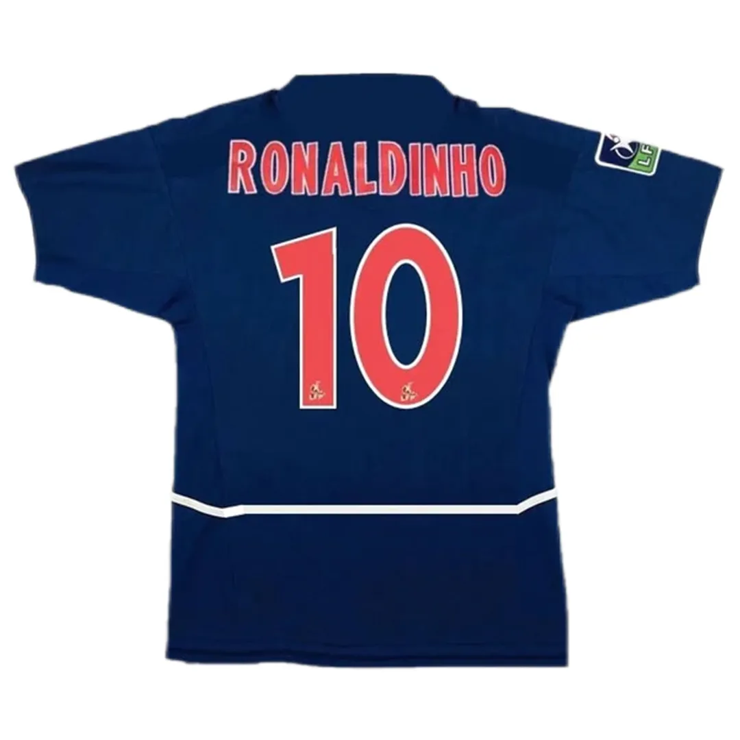 PSG 2002-03 Home Shirt – Ronaldinho 10 in navy, red