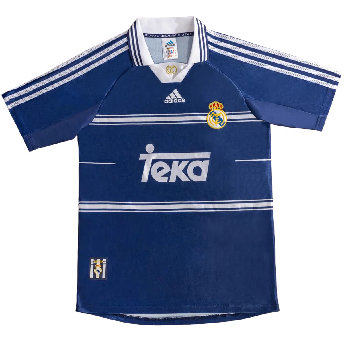 Real Madrid 1998-99 Away Shirt in navy, white