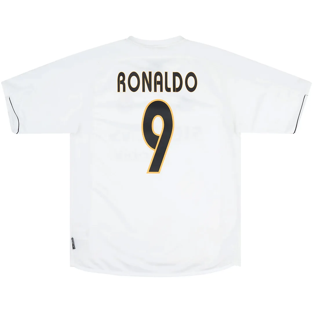 Real Madrid 2003-04 Home Shirt – Ronaldo 9 in white, black