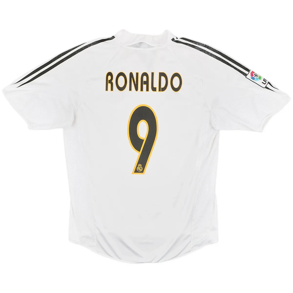 Real Madrid 2004-05 Home Shirt – Ronaldo 9 in white, black