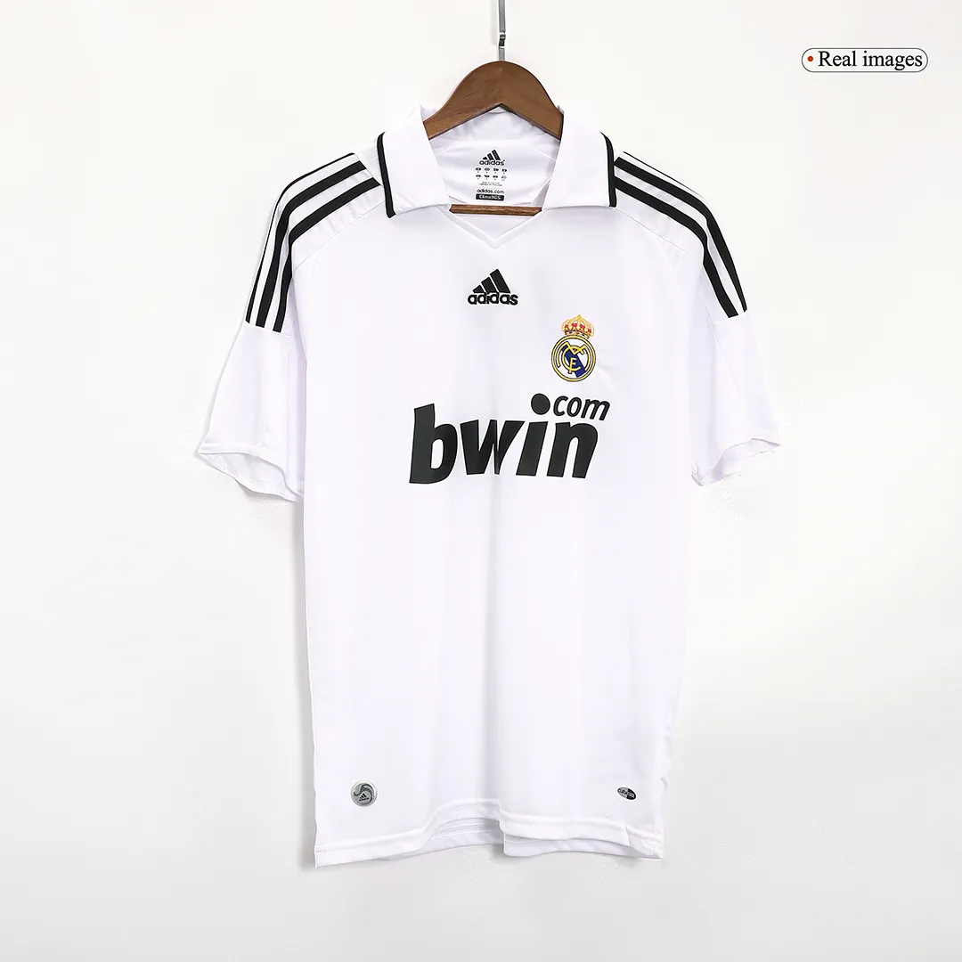 Real Madrid 2008-09 Home Shirt in white, black view 3
