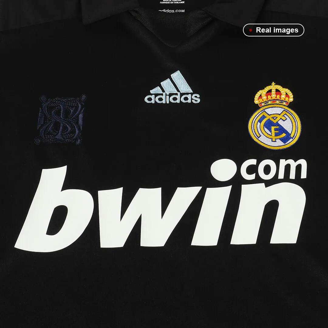 Real Madrid 2009-10 Away Shirt in black, light blue view 2