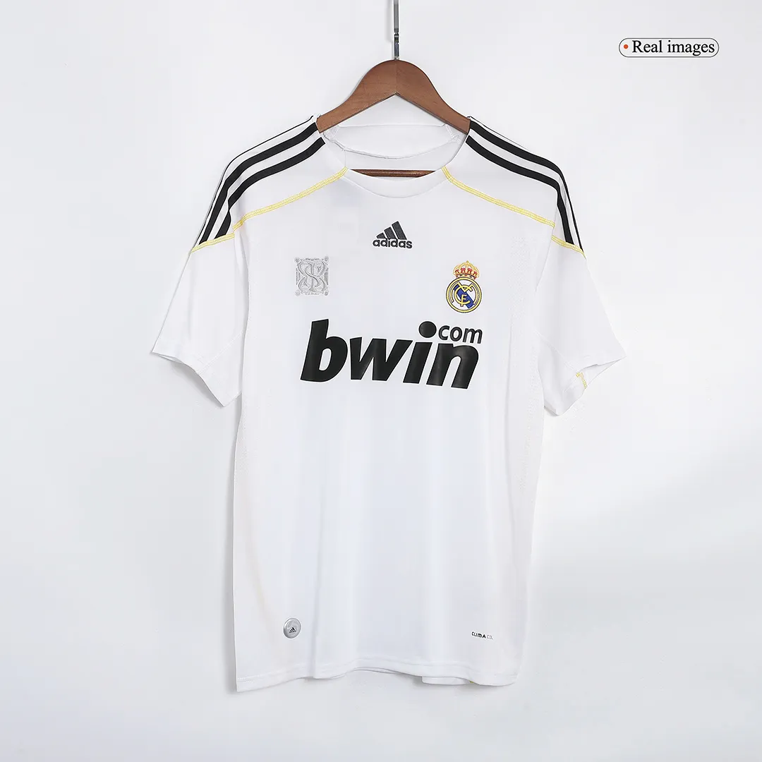 Real Madrid 2009-10 Home Shirt in white, black, gold view 2
