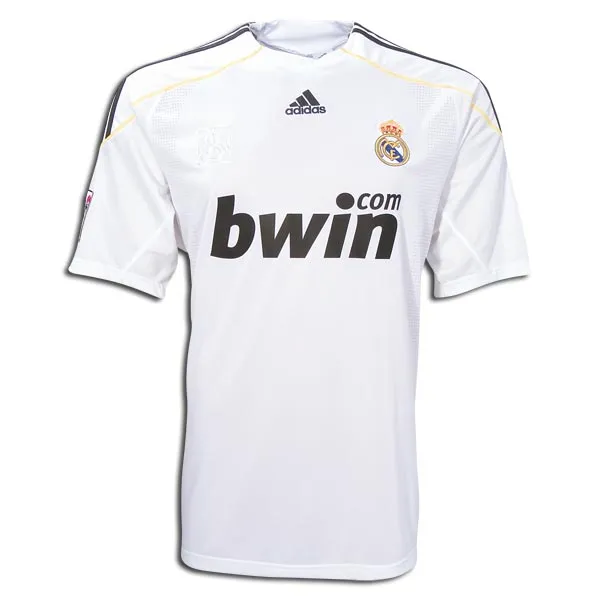 Real Madrid 2009-10 Home Shirt in white, black, gold view 3