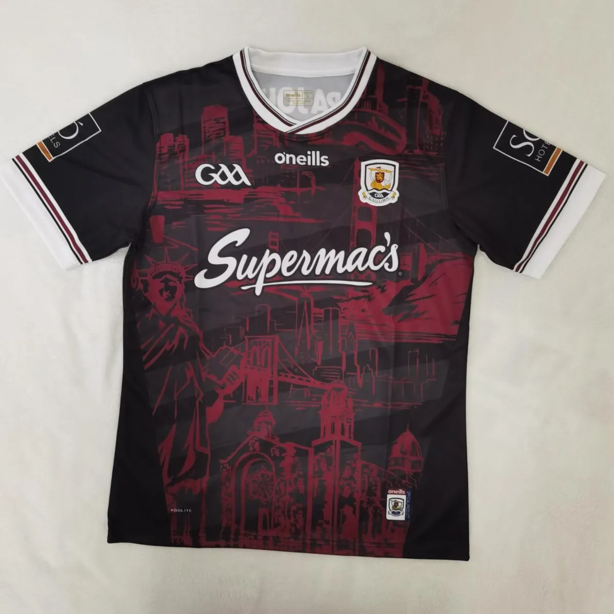 Galway GAA Away Jersey in black, maroon, white