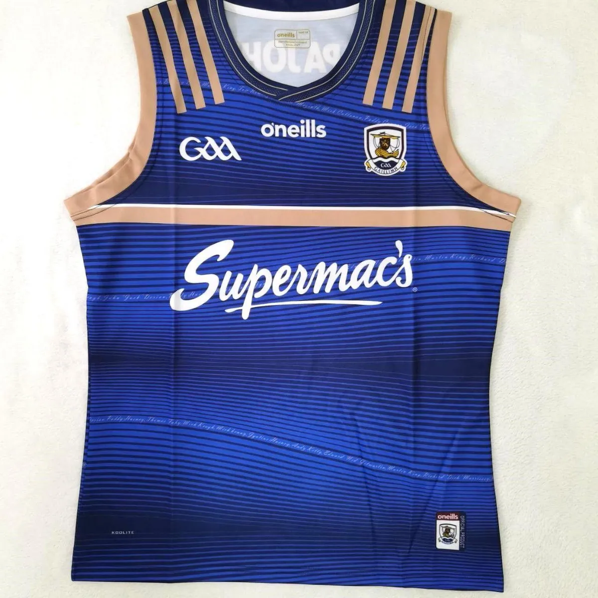Galway GAA Commemorative Training Vest in blue, navy, gold view 4
