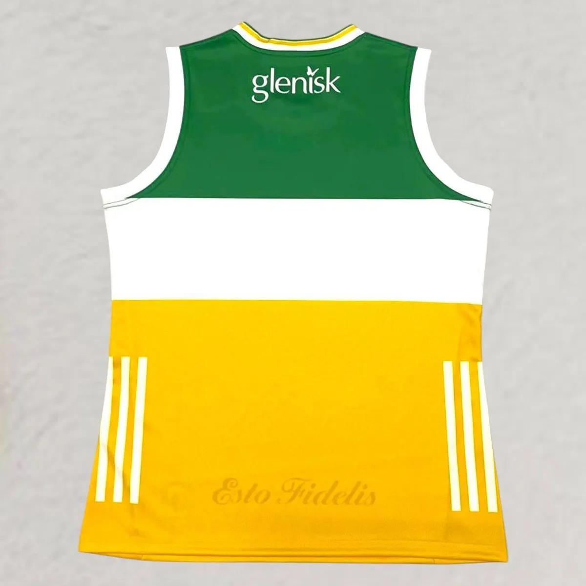Offaly GAA Training Vest in green, white, amber view 2